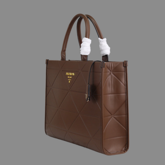 Brown Leather Prada Symbole bag with topstitching