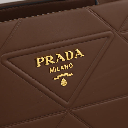 Brown Leather Prada Symbole bag with topstitching